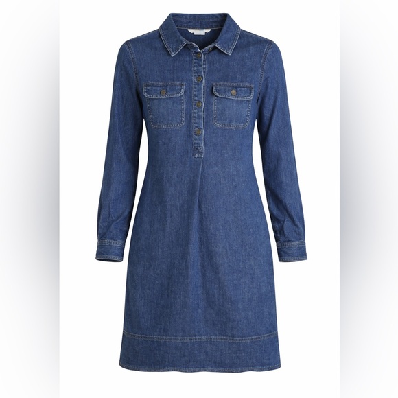 Boden Dresses & Skirts - Boden Denim Shirt Dress Size Blue Chambray Long Sleeve 4R